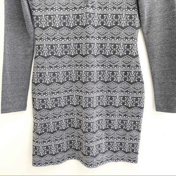 Kavu Blake gray long sleeve scoop neck dress Aztec southwestern print size XS - Picture 4 of 9
